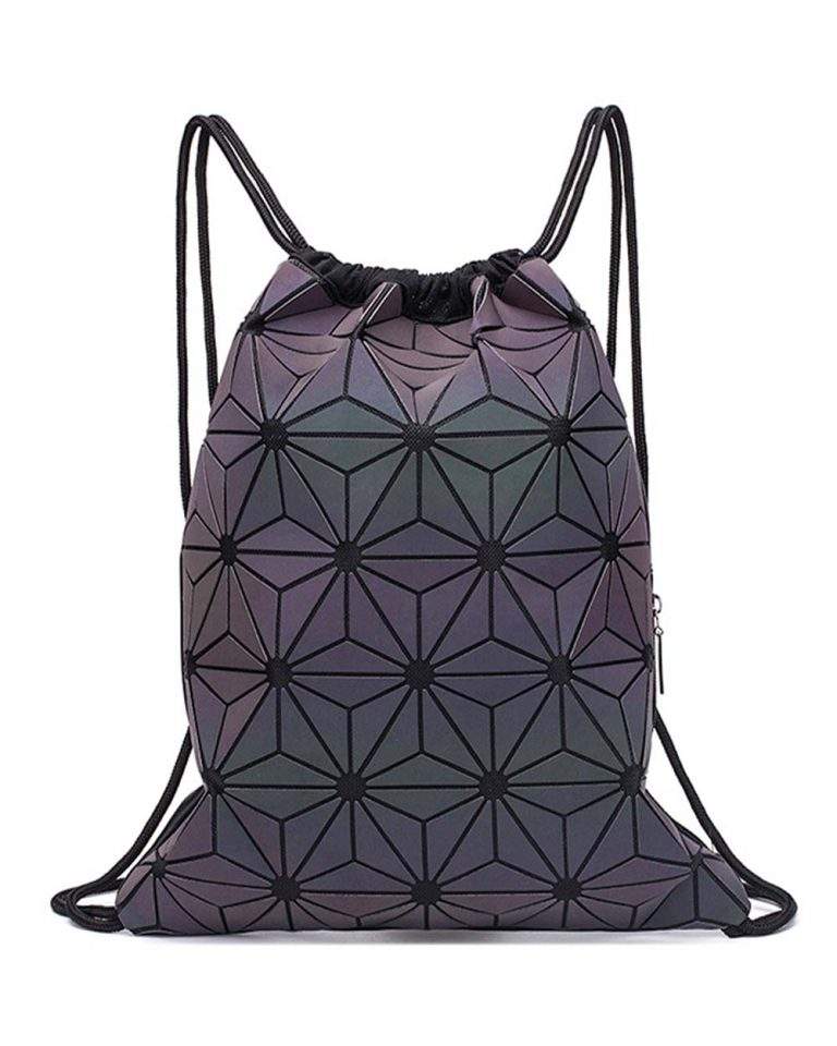 Geometric Iridescent Drawstring Bag