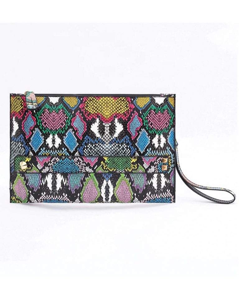 Reptile Print Clutch Bag