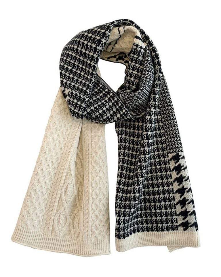 Knitted Houndstooth Jacquard Printed Scarf